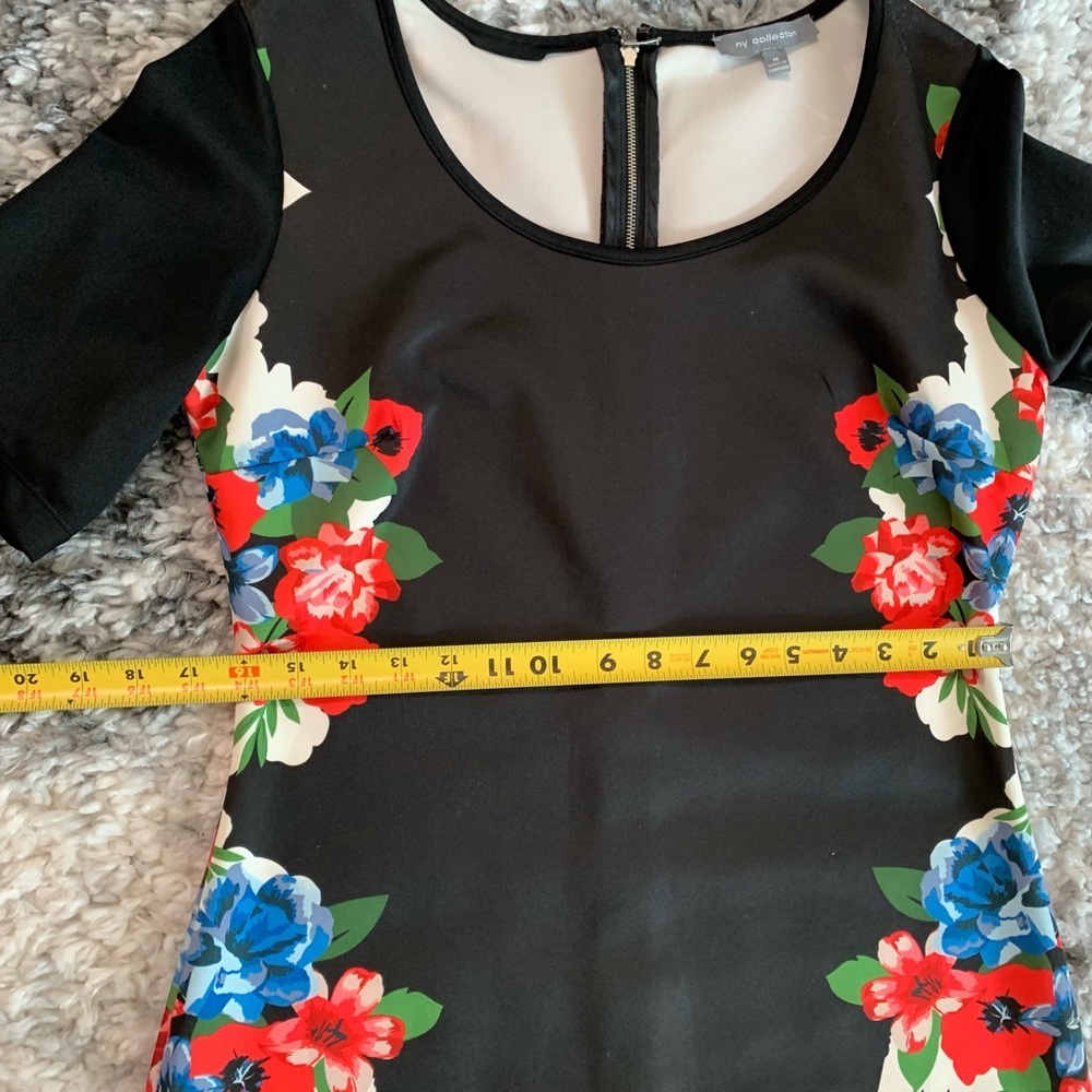NY Collection Black Floral Women’s Dress Size Medium - Picture 7 of 17